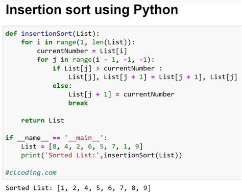 Image result for Insertion Sort Code Python