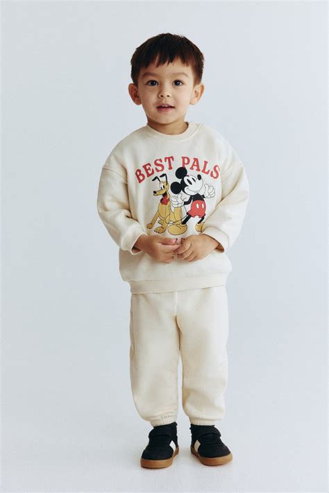 2-piece printed sweatshirt set - Light beige - Kids | H&M IN