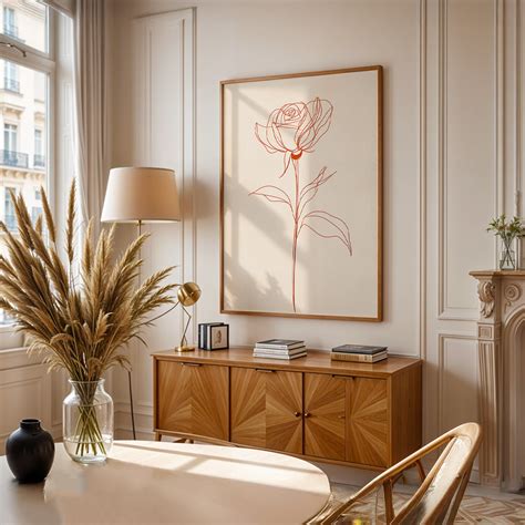 Rose Line Art by Copenhagen Minimalist | Buy Minimalist Art in India ...