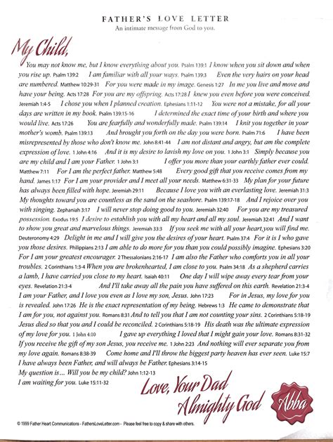 Printable Love Letter From God - Printable Templates Protal