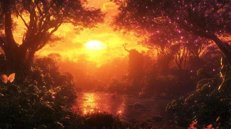 Fantasy sunset forest Images - Free Download on Freepik