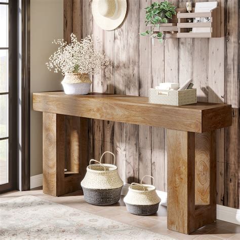 Tribesigns Farmhouse Rectangular Wood Finished 62.99-in W x 33.46-in H ...