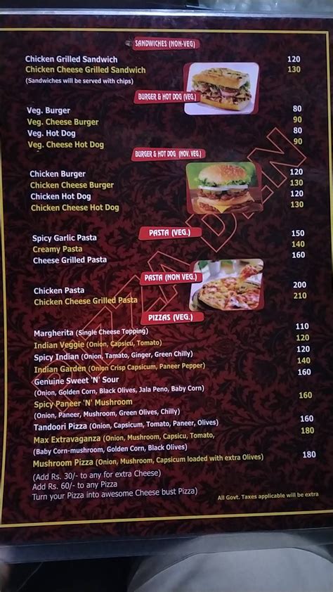 Menu at Pizza Den, Rourkela, Madhusudan Marg