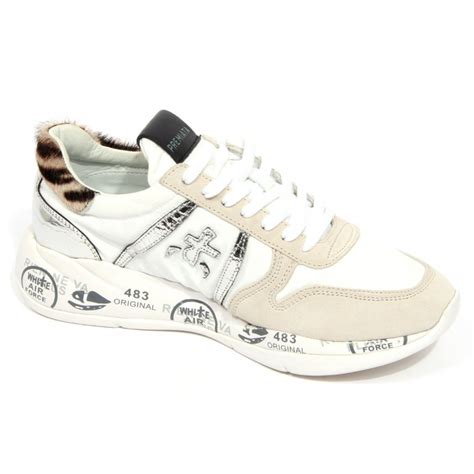 H1992 sneaker donna PREMIATA woman LAYLA suede/fabric shoes white/beige