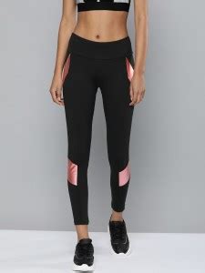 HRX by Hrithik Roshan Color Block Women Black Tights - Buy HRX by ...