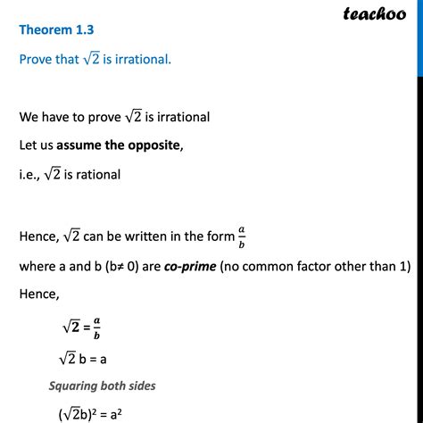 Prove that root 2 is irrational - Teachoo [with Video] - Examples