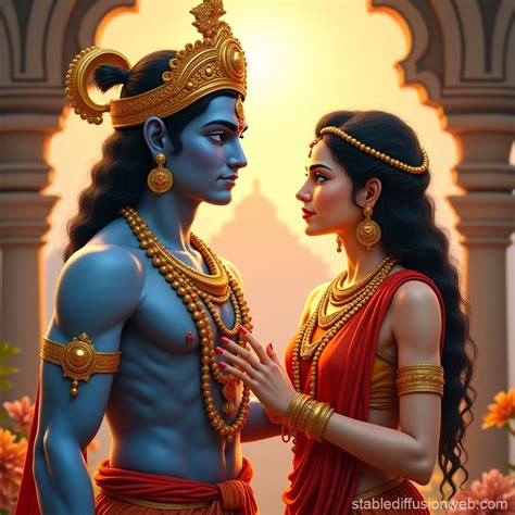 Ramayana Scene with Rama and Sita | Stable Diffusion Online
