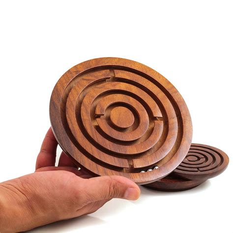 SHAHAZ CRAFTS? 4" Inch Handcrafted Wooden Labyrinth Board Game Ball in ...