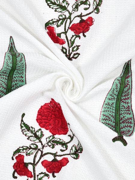 BLOCKS OF INDIA Cotton Hand Block Printed Waffle Fabric Towels (Style ...
