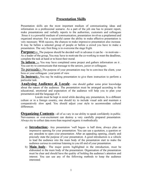 Presentation Skills - BCA - Presentation Skills Presentation skills are ...
