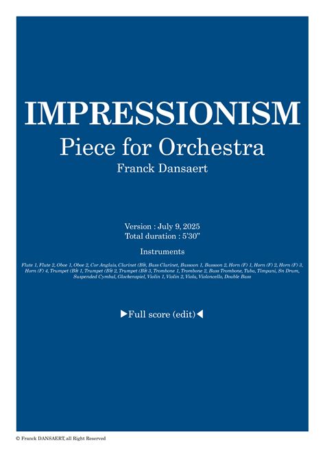 Impressionism - Score Only by Franck Dansaert Sheet Music for Full ...