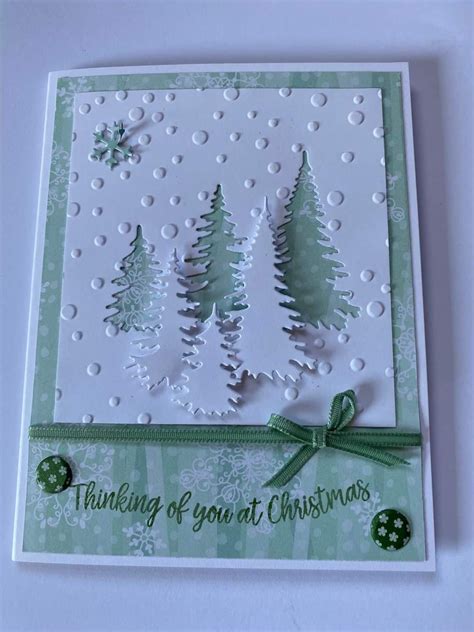 Handmade Christmas Card with Trees