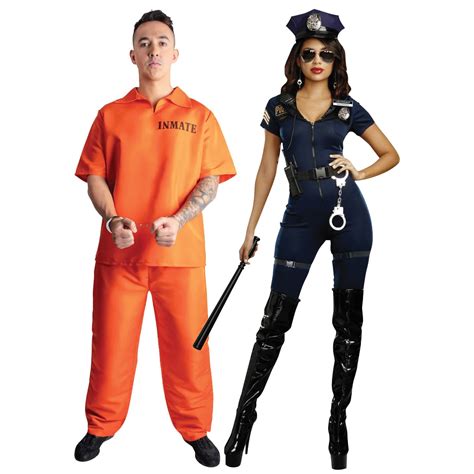 Police Officer and Inmate Couple Costumes - Party Expert