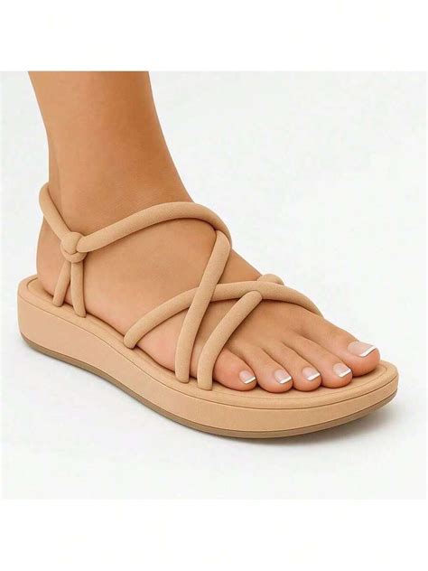 Women's Sandal With Soft Crossed Straps And Anatomical Base | SHEIN