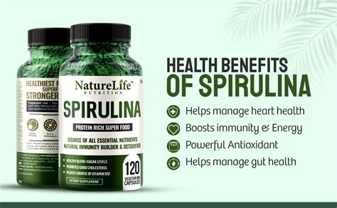 Nature Life 100% Organic Spirulina capsules 2000mg Per Serving ...