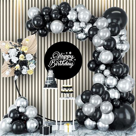 Party Propz Black Balloons for Decoration - Pack of 50 Black & Silver ...