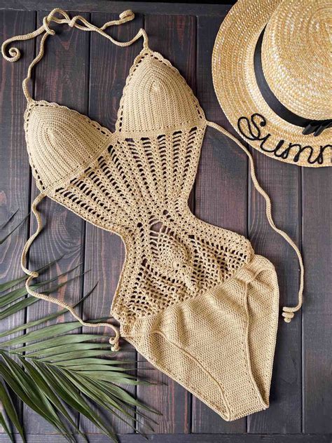Caramel customised crochet monokini crochet one piece swimsuit etsy ...