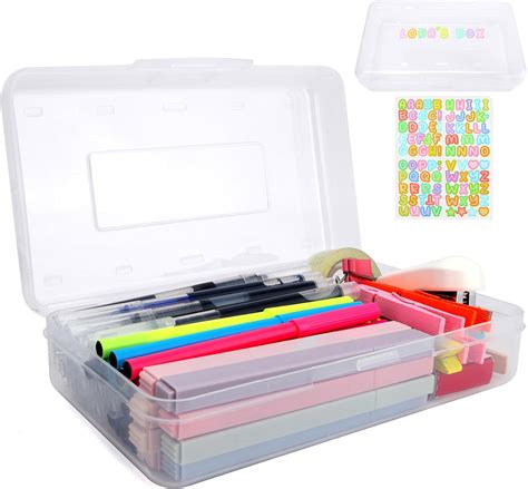 Amazon.com: Clear Large Pencil Case Hard Plastic Pencil Box Office ...
