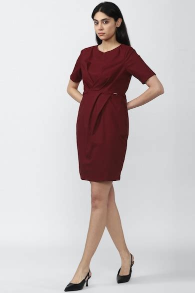 Buy Women Maroon Solid Thigh-Length Formal Dress Online - 758765 | Van ...
