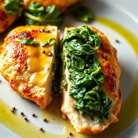 Garlic Butter Spinach Stuffed Chicken Breast Recipe | cookAIfood
