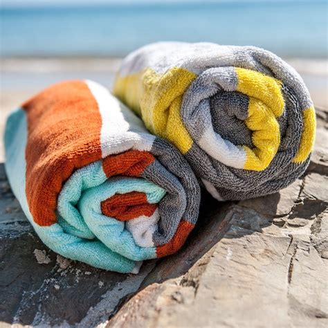 Bamboo Beach Towel - Lemon, Grey and Charcoal - The Bamboo Shop