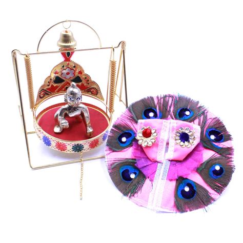 Buy Xula Laddu Gopal Jhula with Designer Laddu Gopal Dress, Morpankh ...