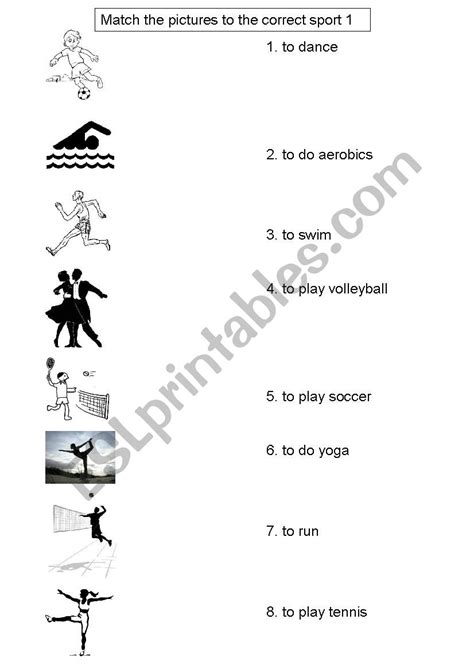 Matching Different Sports Worksheet 的图像结果