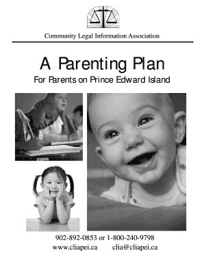Fillable Online cliapei A Parenting Plan - Community Legal Information ...