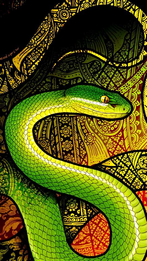 Download wallpaper 1080x1920 snake, reptile, pattern, art samsung ...