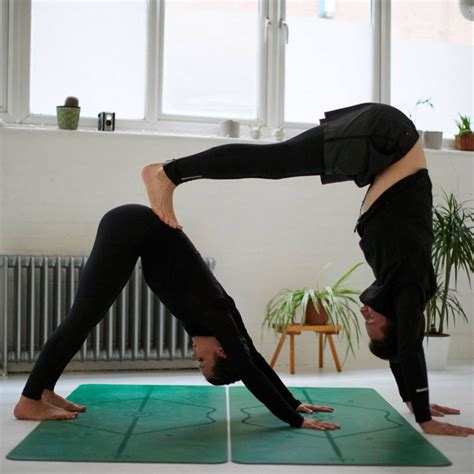 Couples yoga pose inspiration ️ Downward facing dog and handstand ...