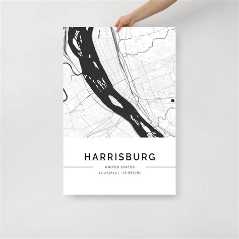 Harrisburg City Map Poster – Minimalist Wall Art – FN Prints
