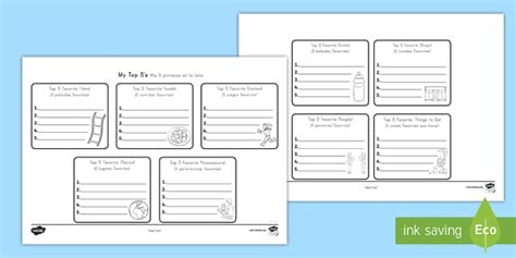 Top 5s Ranking Favorites Worksheet / Worksheet Worksheet / Worksheets
