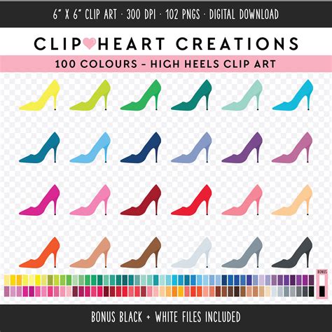 100 High Heel Clip Art, Commercial Use Instant Download PNG Shoes ...