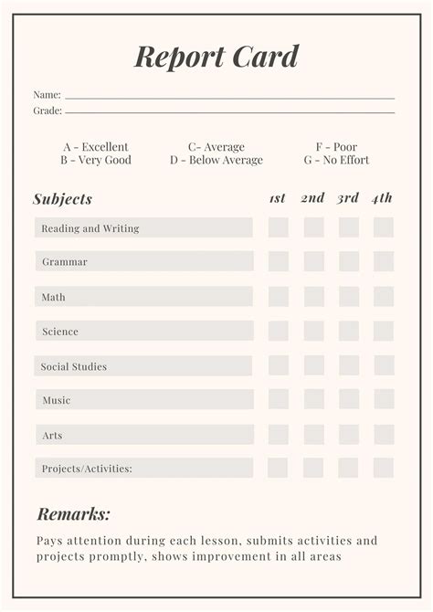 Free Printable Report Cards - Printable Word Searches