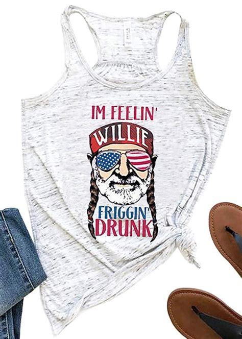 Buy SUNFLYLIG Im Feelin' Willie Friggin Drunk Tank Tops for Women ...