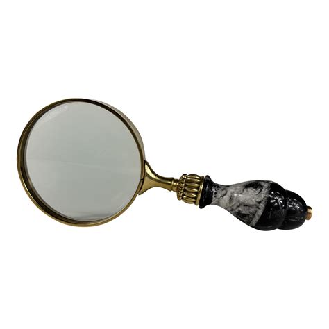 Mid 20th Century Jumbo Brass and Marble Magnifying Glass | Chairish