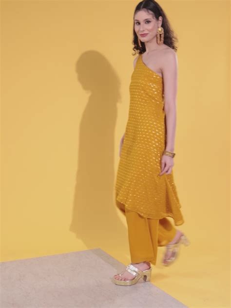 Buy Mustard Embellished Georgette Co-Ords Online at Rs.1175 | Libas