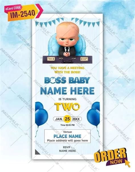 Boss Baby Second Birthday Invitation | VIP-Themed Digital Party Invite ...