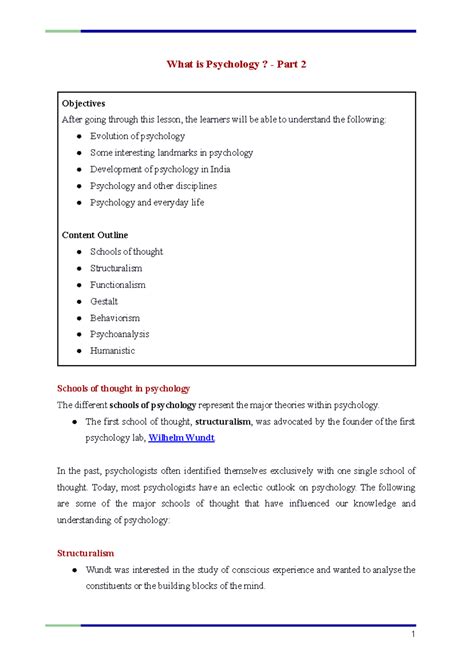 PSY 101: Understanding Psychology - Key Concepts and Schools of Thought ...