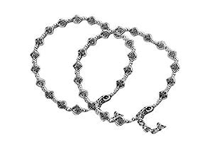 AyA Fashion Silver Oxidised German Silver Anklet for Women : Amazon.in ...