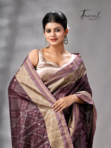 Elegant Chocolate Brown Pochampally Silk Saree Online – Tamal Boutique