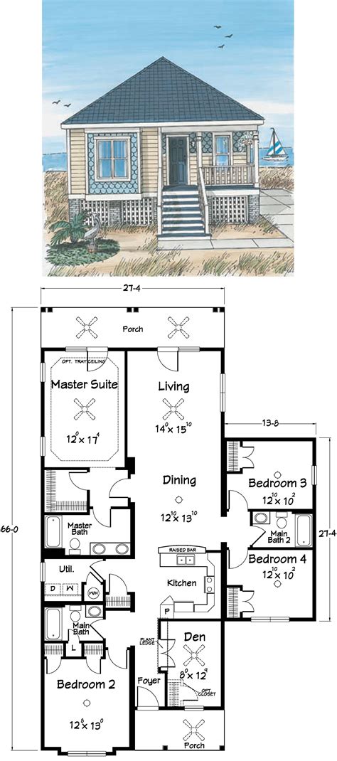 55+ Beach House Floor Plans