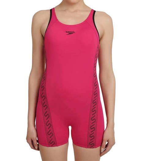 Buy Speedo Monogram Legsuit Swimwear - Magenta - Black Swimwear Online ...