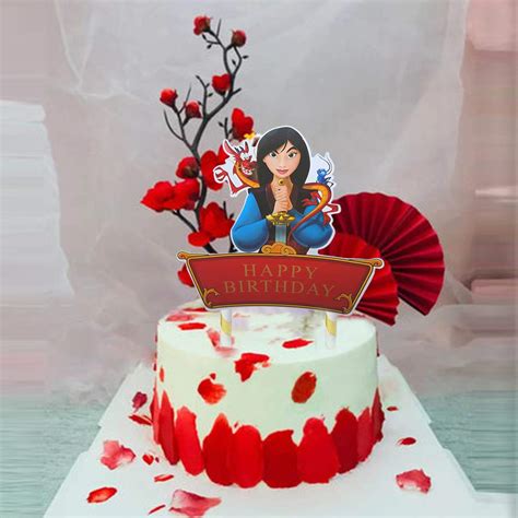 Buy Newmemo Mulan Birthday Cake Topper, Princess Mulan and Dragon Mushu ...