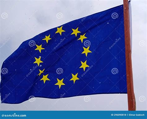 European Union Flag, Blue Flag with Yellow Stars Stock Photo - Image of ...