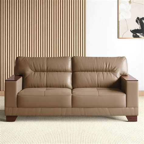 Buy Walter Half Leather 3-Seater Sofa - Customized Furniture from Home ...