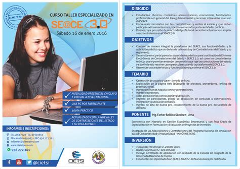 CURSO TALLER ESPECIALIZADO EN SEACE 3.0