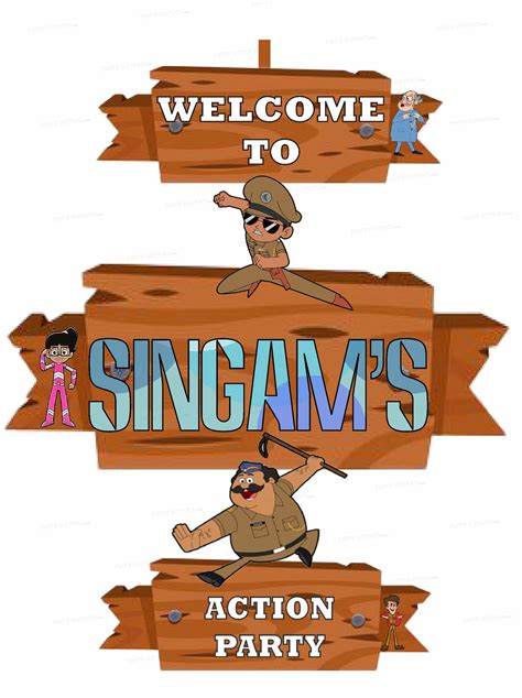 Little Singham Theme Door Poster | Kids birthday party – Party Supplies ...