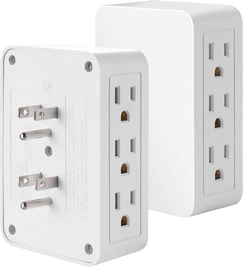 GE 6-Outlet Extender, Side Access Wall Tap, 3-Prong, Multiple Plug ...