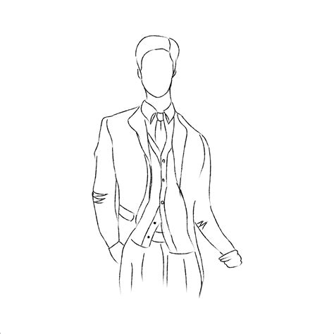 Man in business suit. Black and white sketch. 20391962 Vector Art at Vecteezy